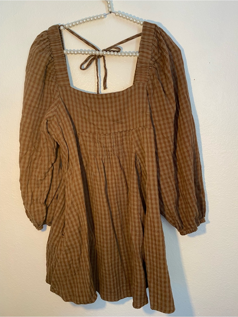Carly Jean Los Angeles women’s size medium brown gingham dress